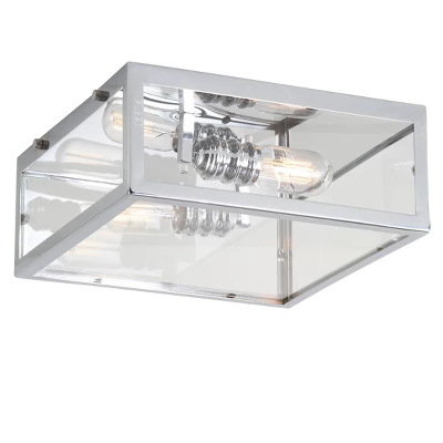 12" Metal/Glass Grayson Flush Mount (Includes Energy Efficient Light Bulb) - JONATHAN Y 7 12" Metal/Glass Grayson Flush Mount (Includes Energy Efficient Light Bulb) - JONATHAN Y - Image 5
