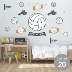Big Dot Of Happiness Bump, Set, Spike - Volleyball - Peel And Stick Sports Decor Vinyl Wall Art Stickers - Wall Decals - Set Of 20