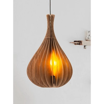 19.75" Modern Walnut Wood Hanging Pendant Light Brown - Ore International 4 19.75" Modern Walnut Wood Hanging Pendant Light Brown - Ore International - Image 2