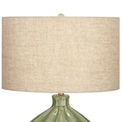 360 Lighting Gordy Modern Accent Table Lamp Handcrafted 20 1/2" High Ribbed Green Ceramic Oatmeal Fabric Drum Shade For Bedroom Living Room Bedside 11 360 Lighting Gordy Modern Accent Table Lamp Handcrafted 20 1/2" High Ribbed Green Ceramic Oatmeal Fabric Drum Shade For Bedroom Living Room Bedside -Home Decor Store GUEST 4834d73a ef63 4f38 bd76 bd4a0f3762fc