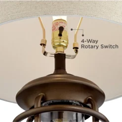 Franklin Iron Works Andreas Industrial Table Lamp 26" High Brown Metal With Nightlight LED And USB Charging Port Oatmeal Shade For Living Room Desk -Home Decor Store GUEST 48784dc5 bb0b 4357 a102 7b377aac726c