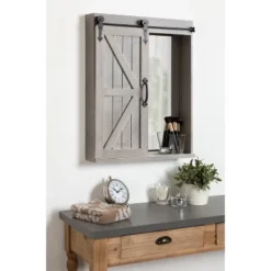 Decorative Wood Wall Storage Cabinet With Vanity Mirror Rustic Gray - Kate & Laurel All Things Decor -Home Decor Store GUEST 48ec0754 2812 44d2 b121 240142e00282