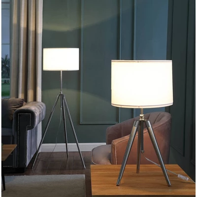 34.25" X 29.25" Mid-Century Adjustable Tripod Metal Table Lamp Chrome/Silver - Ore International 6 34.25" X 29.25" Mid-Century Adjustable Tripod Metal Table Lamp Chrome/Silver - Ore International - Image 4