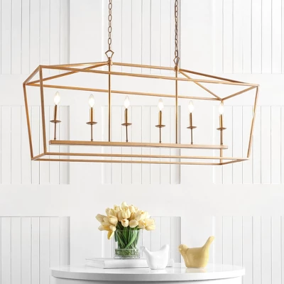 49" LED Metal Pagoda Linear Lantern Pendant - Jonathan Y 5 49" LED Metal Pagoda Linear Lantern Pendant - Jonathan Y - Image 3