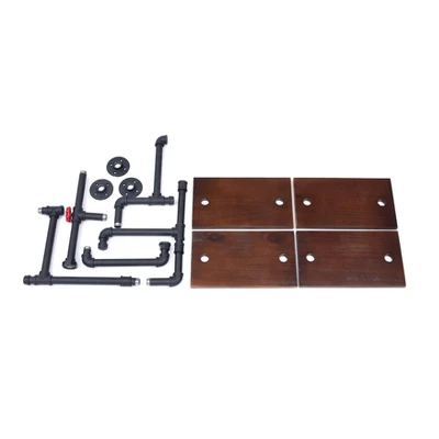 44.5" X 27.6" Tiered Horizontal Industrial Pipe Wall Shelf Brown/Black - Danya B. 6 44.5" X 27.6" Tiered Horizontal Industrial Pipe Wall Shelf Brown/Black - Danya B. - Image 4