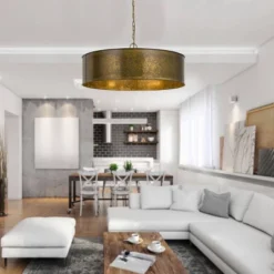 9.5" X 29.5" Metal Rochefort Round Chandelier Gold - Cal Lighting