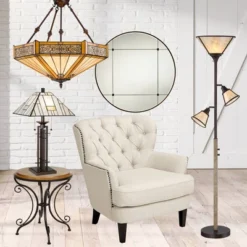 Franklin Iron Works Wrought Tiffany Style Table Lamp 26 1/4" High Bronze Art Deco Stained Glass For Bedroom Living Room Bedside Nightstand Office Kids -Home Decor Store GUEST 4e9bf07e 671a 4c24 bf12 e7f1751e1344