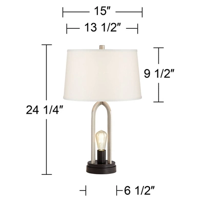 360 Lighting Marcel Modern Table Lamps Set Of 2 24 1/4" High Brushed Nickel With LED Nightlight USB Charging Port White Shade For Bedroom House Desk 7 360 Lighting Marcel Modern Table Lamps Set Of 2 24 1/4" High Brushed Nickel With LED Nightlight USB Charging Port White Shade For Bedroom House Desk - Image 5
