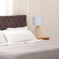 Natural Wood Interlocked Triangular Table Lamp With Fabric Shade Brown - Simple Designs -Home Decor Store GUEST 56bf07dc 7935 4496 9b3b 7b0d4ae318dc