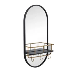 Metal Oval 1 Shelf Wall Mirror Black - Olivia & May -Home Decor Store GUEST 5864431e d7e4 4cf8 a2c4 b0e08963e7ce