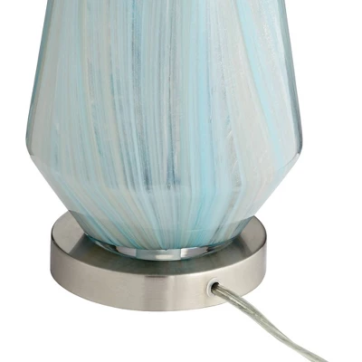 Possini Euro Design Jaime Coastal Table Lamp With Round White Marble Riser 26" High Blue Gray Drum Shade For Bedroom Living Room Office House Home 7 Possini Euro Design Jaime Coastal Table Lamp With Round White Marble Riser 26" High Blue Gray Drum Shade For Bedroom Living Room Office House Home - Image 5