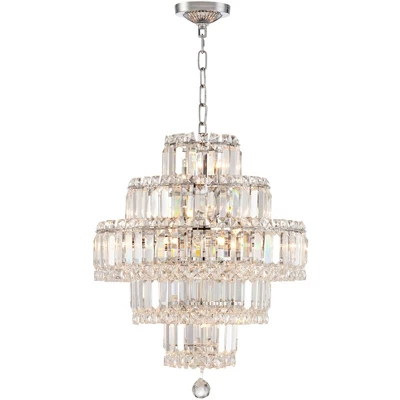 Vienna Full Spectrum Magnificence Chrome Chandelier 18 1/2" Wide Modern Faceted Crystal Glass 18-Light LED Fixture For Dining Room Home Kitchen Island 4 Vienna Full Spectrum Magnificence Chrome Chandelier 18 1/2" Wide Modern Faceted Crystal Glass 18-Light LED Fixture For Dining Room Home Kitchen Island - Image 2