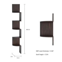 Floating Corner Shelf- 5 Tier Wall Shelves With Hidden Brackets To Display Décor, Books, Photos, More- Hardware Included By Lavish Home (Dark Brown) -Home Decor Store GUEST 5ddae5b4 0e72 4b16 95bf 462b7aba1431
