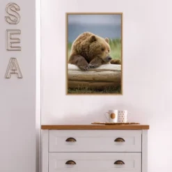 16" X 23" Bear Resting On A Beached Log By Paul Souders Danita Delimont Framed Canvas Wall Art Brown - Amanti Art -Home Decor Store GUEST 5e8af548 5a94 4c0f 8758 cc71c7c45dfb