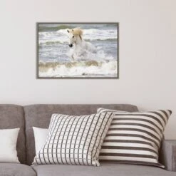 23" X 16" Camargue Horse In The Surf By Ellen Goff Danita Delimont Framed Canvas Wall Art - Amanti Art -Home Decor Store GUEST 639acc36 6e93 413e a22c a731ce1cf769