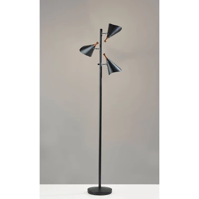 68" Draper Collection 3-Arm Tree Lamp Black - Adesso 3 68" Draper Collection 3-Arm Tree Lamp Black - Adesso