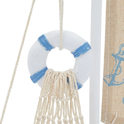 Juvale Enjoy It Wooden Sailboat Model With Flag, Net, Starfish, And Floating Tube For Nautical Home And Bathroom Boat Decor, Shelf, 13x8x3 In 5 Juvale Enjoy It Wooden Sailboat Model With Flag, Net, Starfish, And Floating Tube For Nautical Home And Bathroom Boat Decor, Shelf, 13x8x3 In - Image 3