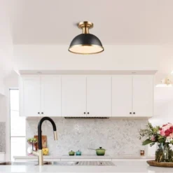 1-Light Beckett Semi-Flush Mount Pendant Brass/Matte Black - Globe Electric -Home Decor Store GUEST 670fa403 b2db 4e48 8235 50734062665b