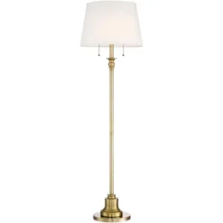 360 Lighting Spenser Vintage Floor Lamp 58" Tall Brushed Antique Brass Metal Off White Linen Drum Shade For Living Room Bedroom Office House Home -Home Decor Store GUEST 67b8f1f0 826b 40da 9f2e de757389ef14