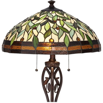 Robert Louis Tiffany Traditional Floor Lamp 60" Tall Bronze Tiffany Style Leaf Pattern Stained Glass Shade For Living Room Reading Bedroom 9 Robert Louis Tiffany Traditional Floor Lamp 60" Tall Bronze Tiffany Style Leaf Pattern Stained Glass Shade For Living Room Reading Bedroom - Image 7