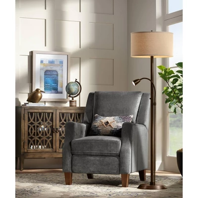 Possini Euro Design Traverse Modern Floor Lamp With LED Gooseneck Reading Light 64" Tall Oil Rubbed Bronze Oatmeal Drum Shade For Living Room Bedroom 10 Possini Euro Design Traverse Modern Floor Lamp With LED Gooseneck Reading Light 64" Tall Oil Rubbed Bronze Oatmeal Drum Shade For Living Room Bedroom - Image 8