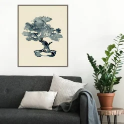 22" X 28" Indigo Bonsai Tree III By Jacob Green Framed Canvas Wall Art Gray Wash - Amanti Art -Home Decor Store GUEST 7008d80b 9f8c 4be6 a108 d35e258ed09e