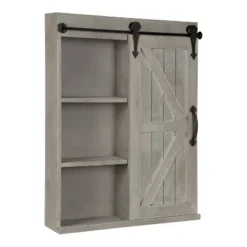 Decorative Wood Wall Storage Cabinet With Vanity Mirror Rustic Gray - Kate & Laurel All Things Decor -Home Decor Store GUEST 703bfe66 a99b 4fd9 917d 1f7a8019ec3b