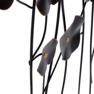 LuxenHome Black With Gold Flowers Abstract Metal Wall Art 4 LuxenHome Black With Gold Flowers Abstract Metal Wall Art - Image 2