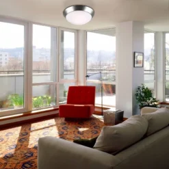 360 Lighting Modern Ceiling Light Flush Mount Fixture 13" Wide Brushed Nickel 2-Light Frosted Glass Dome Shade For Bedroom Kitchen Living Room Hallway -Home Decor Store GUEST 7642ea5e 7e6f 4ebe a62c 10b631419d65