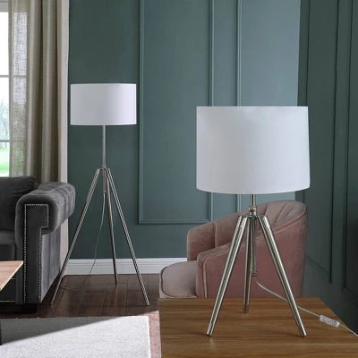 34.25" X 29.25" Mid-Century Adjustable Tripod Metal Table Lamp Chrome/Silver - Ore International 5 34.25" X 29.25" Mid-Century Adjustable Tripod Metal Table Lamp Chrome/Silver - Ore International - Image 3