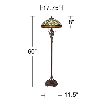 Robert Louis Tiffany Traditional Floor Lamp 60" Tall Bronze Tiffany Style Leaf Pattern Stained Glass Shade For Living Room Reading Bedroom 7 Robert Louis Tiffany Traditional Floor Lamp 60" Tall Bronze Tiffany Style Leaf Pattern Stained Glass Shade For Living Room Reading Bedroom - Image 5