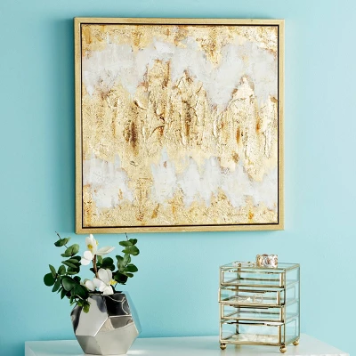 Glam Canvas Abstract Framed Wall Art With Gold Frame Beige - CosmoLiving By Cosmopolitan 4 Glam Canvas Abstract Framed Wall Art With Gold Frame Beige - CosmoLiving By Cosmopolitan - Image 2