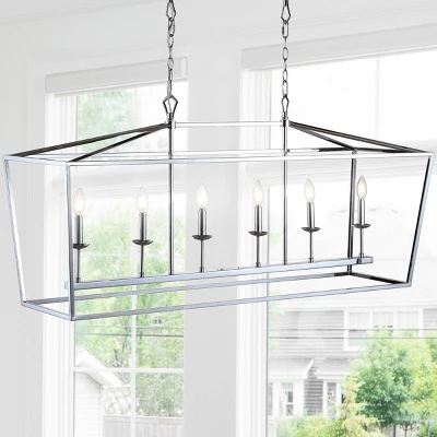 49" LED Metal Pagoda Linear Lantern Pendant - Jonathan Y 7 49" LED Metal Pagoda Linear Lantern Pendant - Jonathan Y - Image 5