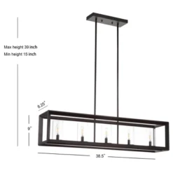 LED 5-Light Metal/Glass Anna Linear Pendant - JONATHAN Y -Home Decor Store GUEST 7ebd3142 c178 49fd a068 c399d58c16ee