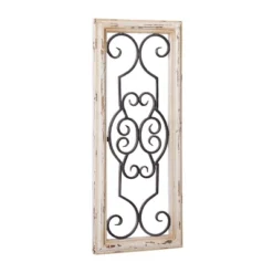 Wood Scroll Window Inspired Wall Decor With Metal Scrollwork Relief White - Olivia & May -Home Decor Store GUEST 7f2e581a 0368 4b4d acbc faabf2c425d4
