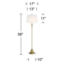 360 Lighting Spenser Vintage Floor Lamp 58" Tall Brushed Antique Brass Metal Off White Linen Drum Shade For Living Room Bedroom Office House Home -Home Decor Store GUEST 7f850d7b 2807 443a ad60 83269be3ccee