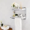 2 Tier Wall Mount Shelving Unit With Towel Rack And Trays Chrome/White - Danya B. -Home Decor Store GUEST 80e2c264 9f10 409b a7e0 3273ac23ef50