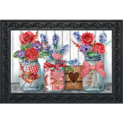 Love Filled Mason Jars Valentine's Day Doormat Indoor Outdoor 30" X 18" Briarwood Lane
