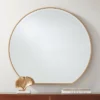 Noble Park Round Flat Bottomed Vanity Decorative Wall Mirror Modern Beveled Edge Matte Gold Frame 31 1/2" Wide For Bathroom Bedroom Living Room House -Home Decor Store GUEST 86d74232 ac1a 4dda aefb 831c548c814f