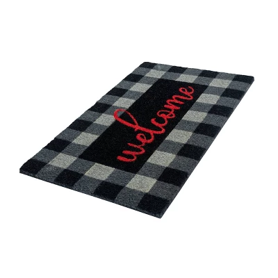 1'4" X 2'4" Buffalo Plaid Welcome Indoor/Outdoor Coir Doormat Red/Black/Gray - Entryways 3 1'4" X 2'4" Buffalo Plaid Welcome Indoor/Outdoor Coir Doormat Red/Black/Gray - Entryways