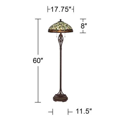 Robert Louis Tiffany Traditional Floor Lamp 60" Tall Bronze Tiffany Style Leaf Pattern Stained Glass Shade For Living Room Reading Bedroom 10 Robert Louis Tiffany Traditional Floor Lamp 60" Tall Bronze Tiffany Style Leaf Pattern Stained Glass Shade For Living Room Reading Bedroom - Image 8