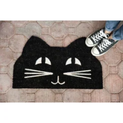 Entryways 1'4" X 2'4" Cat Face Indoor/Outdoor Coir Doormat Black/White -Home Decor Store GUEST 8cbafa88 6d5a 4865 9a6d c0a284fa843b