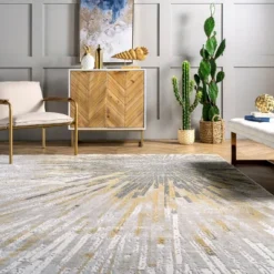 6'7"x9' Amaya Abstract Area Rug Gold - NuLOOM -Home Decor Store GUEST 8d917431 f30f 4552 99a1 64bd171b0753