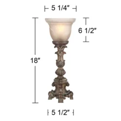 Regency Hill French LED Uplight Desk Table Lamp 18" High Beige Wash Candlestick Alabaster Glass Shade For Bedroom Bedside Office -Home Decor Store GUEST 910fafbb 020c 4662 aaae 061aa96e0b35