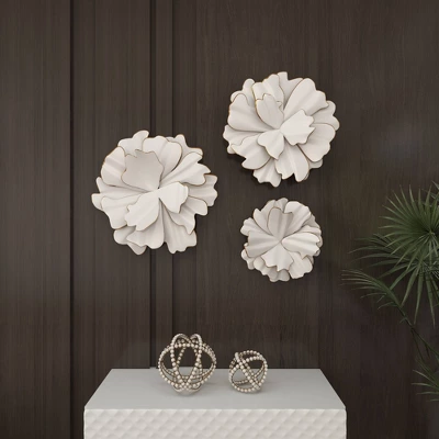Modern Ornamental Wall Decor Set Of 3 White - Olivia & May 12 Modern Ornamental Wall Decor Set Of 3 White - Olivia & May - Image 10