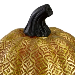 Northlight 9.75" Gold And Orange Greek Key Textured Autumn Pumpkin Tabletop Decoration -Home Decor Store GUEST 94de604f 0f97 4c32 b582 722660464fd9