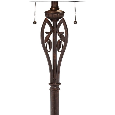 Robert Louis Tiffany Traditional Floor Lamp 60" Tall Bronze Tiffany Style Leaf Pattern Stained Glass Shade For Living Room Reading Bedroom 5 Robert Louis Tiffany Traditional Floor Lamp 60" Tall Bronze Tiffany Style Leaf Pattern Stained Glass Shade For Living Room Reading Bedroom - Image 3