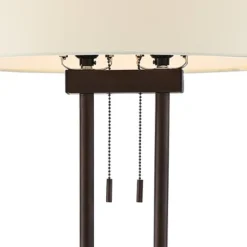 Franklin Iron Works Roscoe Modern Floor Lamp Standing 62" Tall Oil Rubbed Bronze Twin Pole White Drum Shade For Living Room Bedroom Office House Home -Home Decor Store GUEST 95c524af 11eb 41de b8a7 b3eef98a7c88