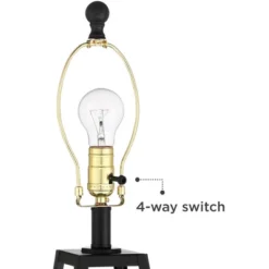 Franklin Iron Works Kacey Industrial Table Lamps 25 1/4" High Set Of 2 Dark Black With USB Charging Port LED Nightlight Peanut Shade For Bedroom Desk -Home Decor Store GUEST 988e1efc d516 4ad1 be96 7cd3981831f0