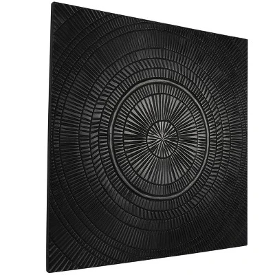 Wood Geometric Handmade Intricately Carved Radial Wall Decor Black - Olivia & May 4 Wood Geometric Handmade Intricately Carved Radial Wall Decor Black - Olivia & May - Image 2